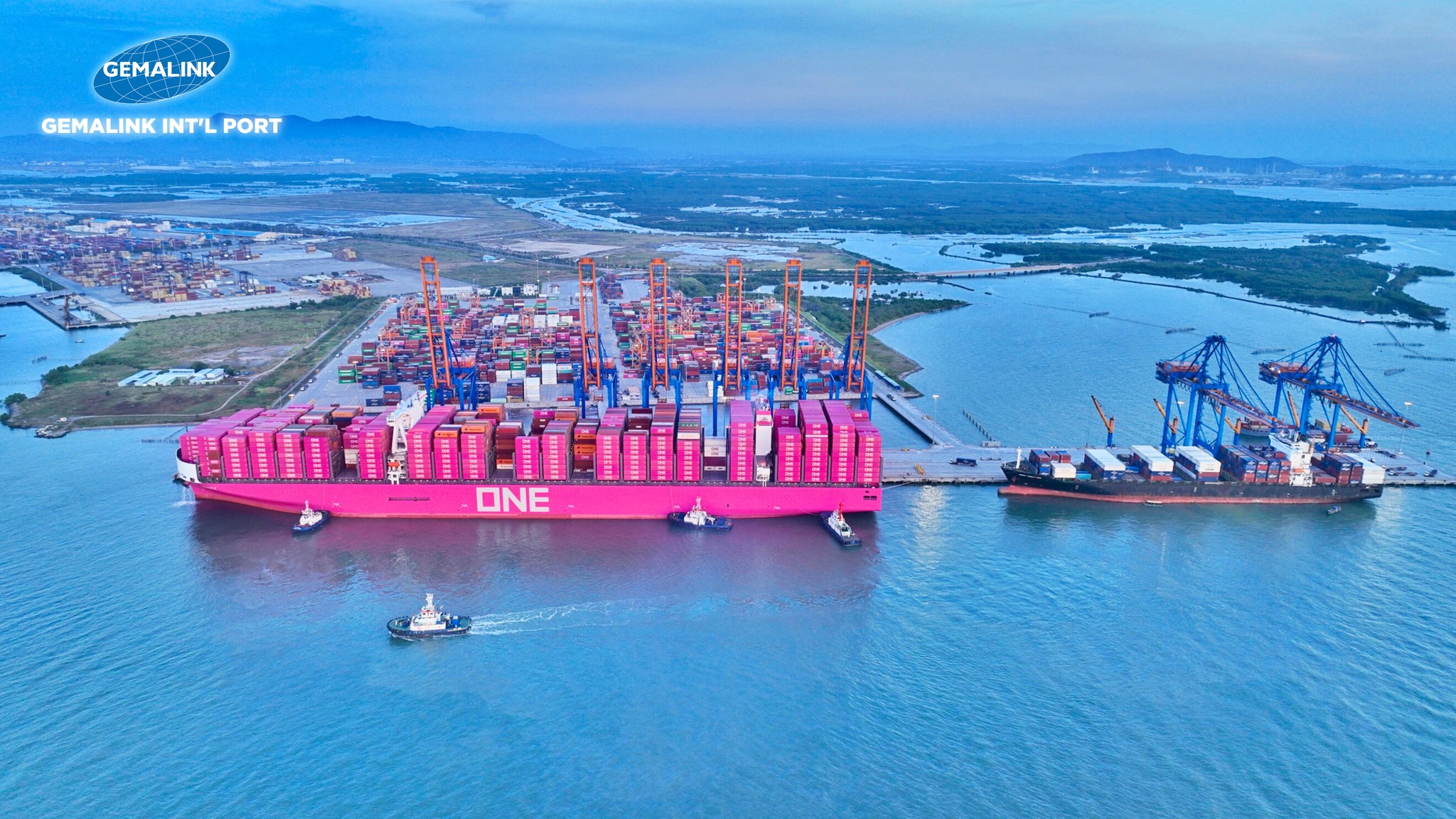 Welcomes the super vessel “FULL PINK” ONE INTELLIGENCE to Gemalink Int’l Port